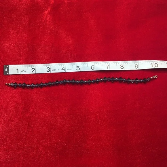 Glass Bead Ankle Bracelet. Ocean Blue Color. Silver Tone Lobster Claw Clasp. - Picture 5 of 5